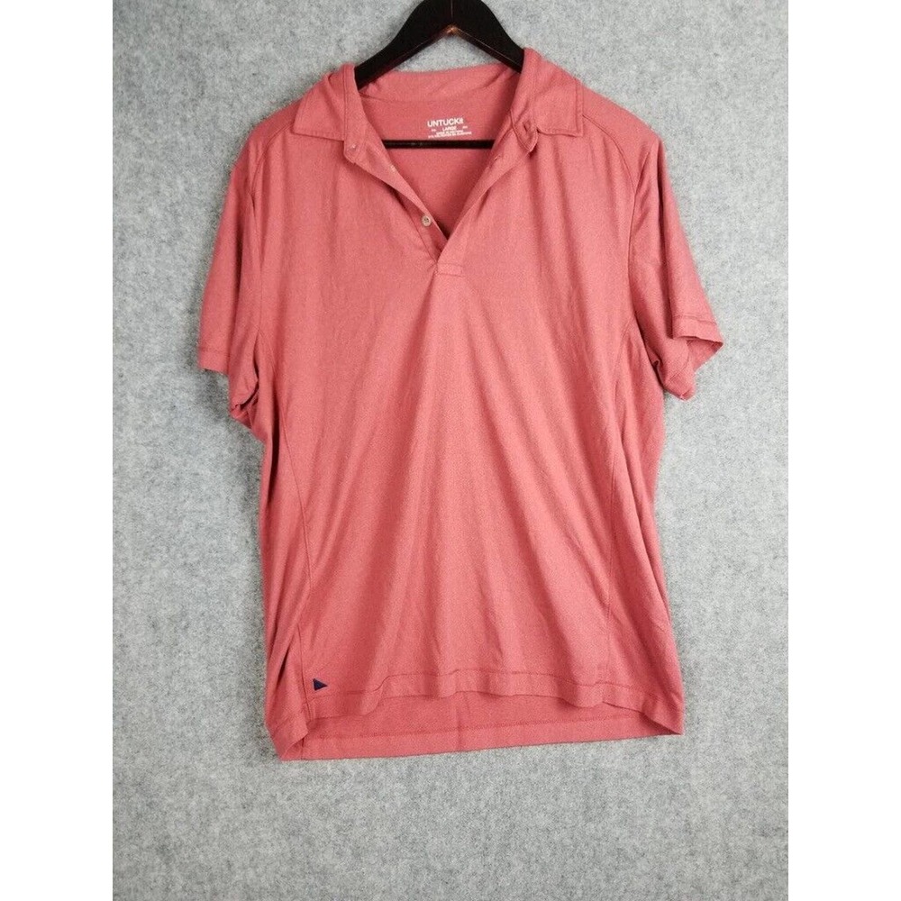 Untuckit Polo Shirt Men size Large Red Short Sleeve Collared Lightweight Golf
